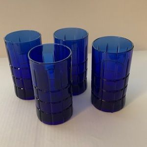 Anchor hocking Tartan Cobalt Blue 8oz 5 1/2”tall x 2 3/4” wide. Great condition